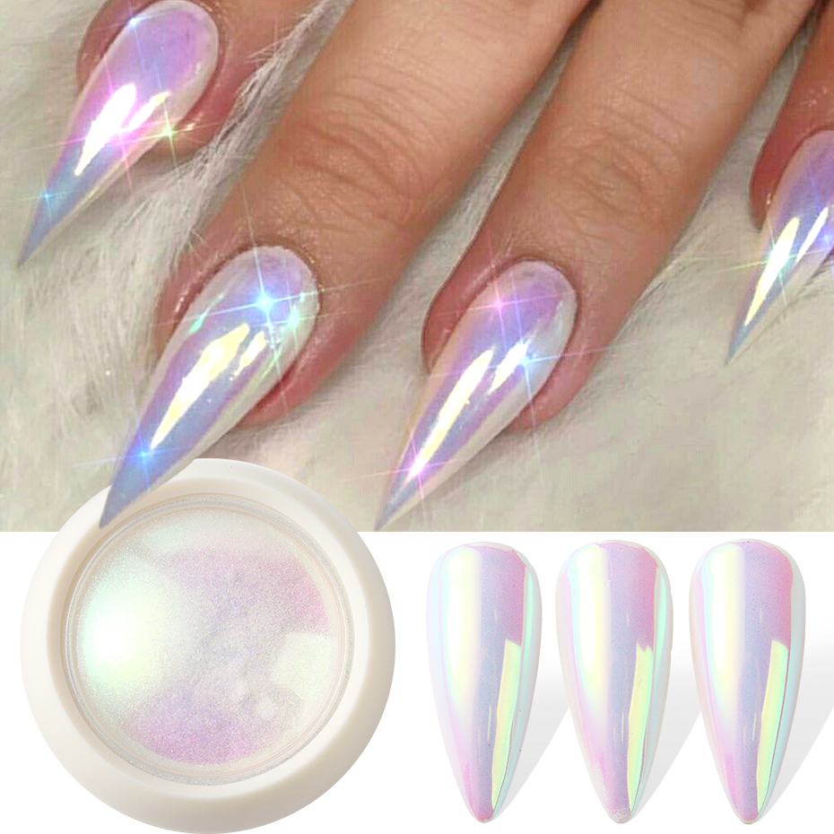 Nail Glitter Chrome - Unicorn Chrome Nail Powder Neon Aurora
