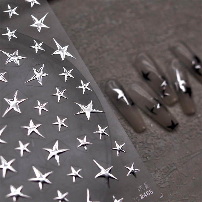 Nail Art Van Gogh - 3D Bronzing Laser Silver Irregular Star