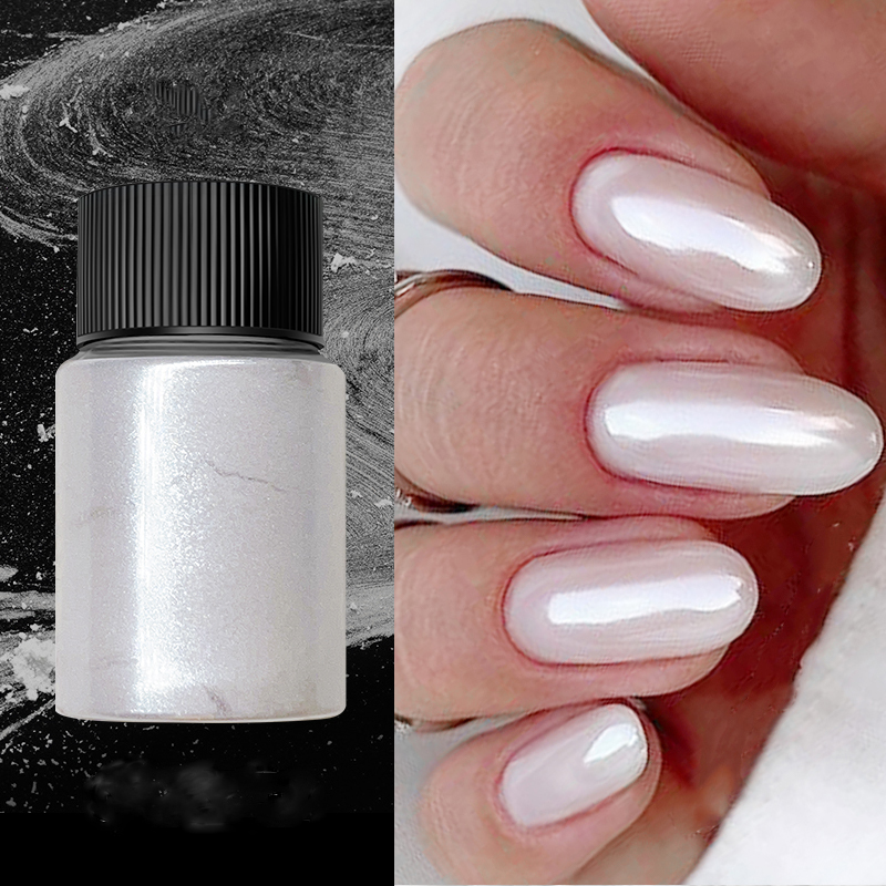 Nail Glitter Chrome - 1Bottle White Chrome Pearl Nail Powder