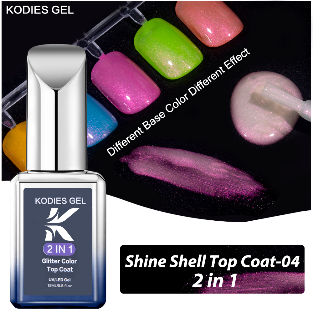 Nail Glitter Chrome - KODIES GEL Glitter Top Coat Aurora