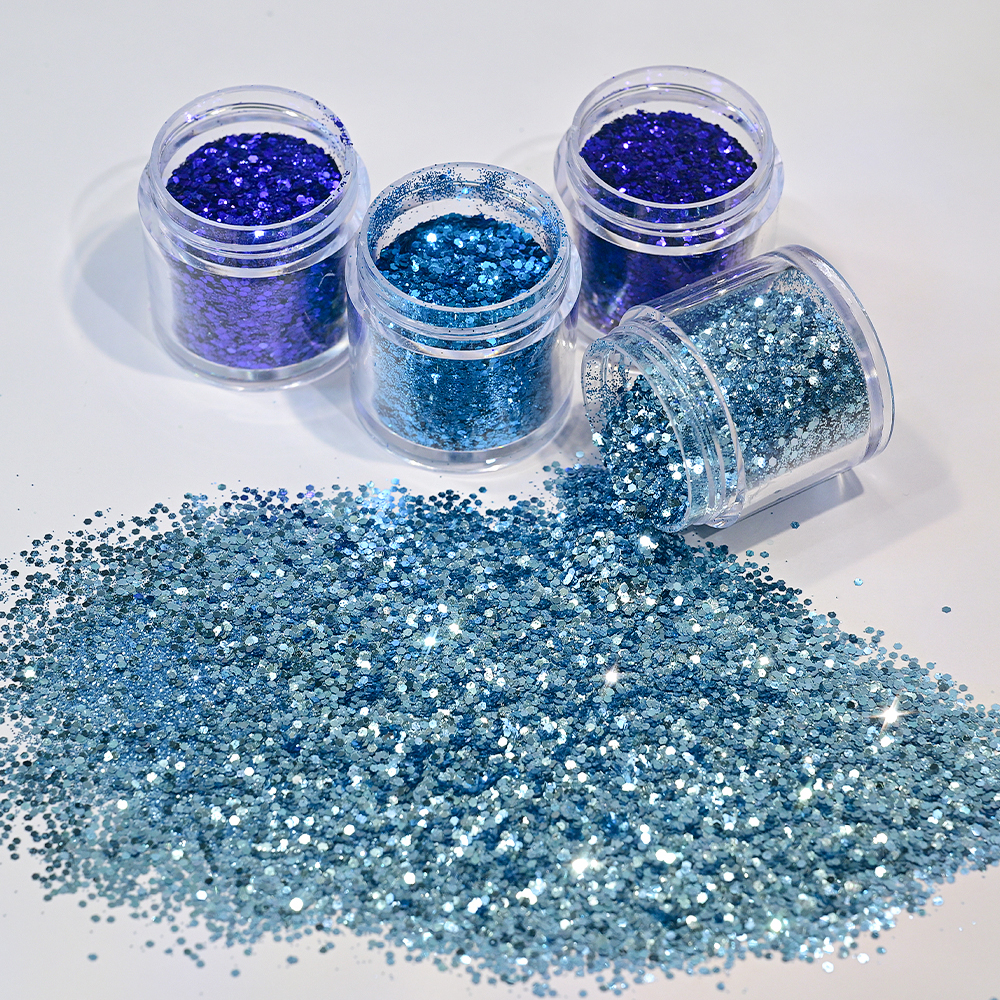 4Pcs Blue Mixed Hexagon Nail A - Nail Glitter Chrome recensione e prezzo
