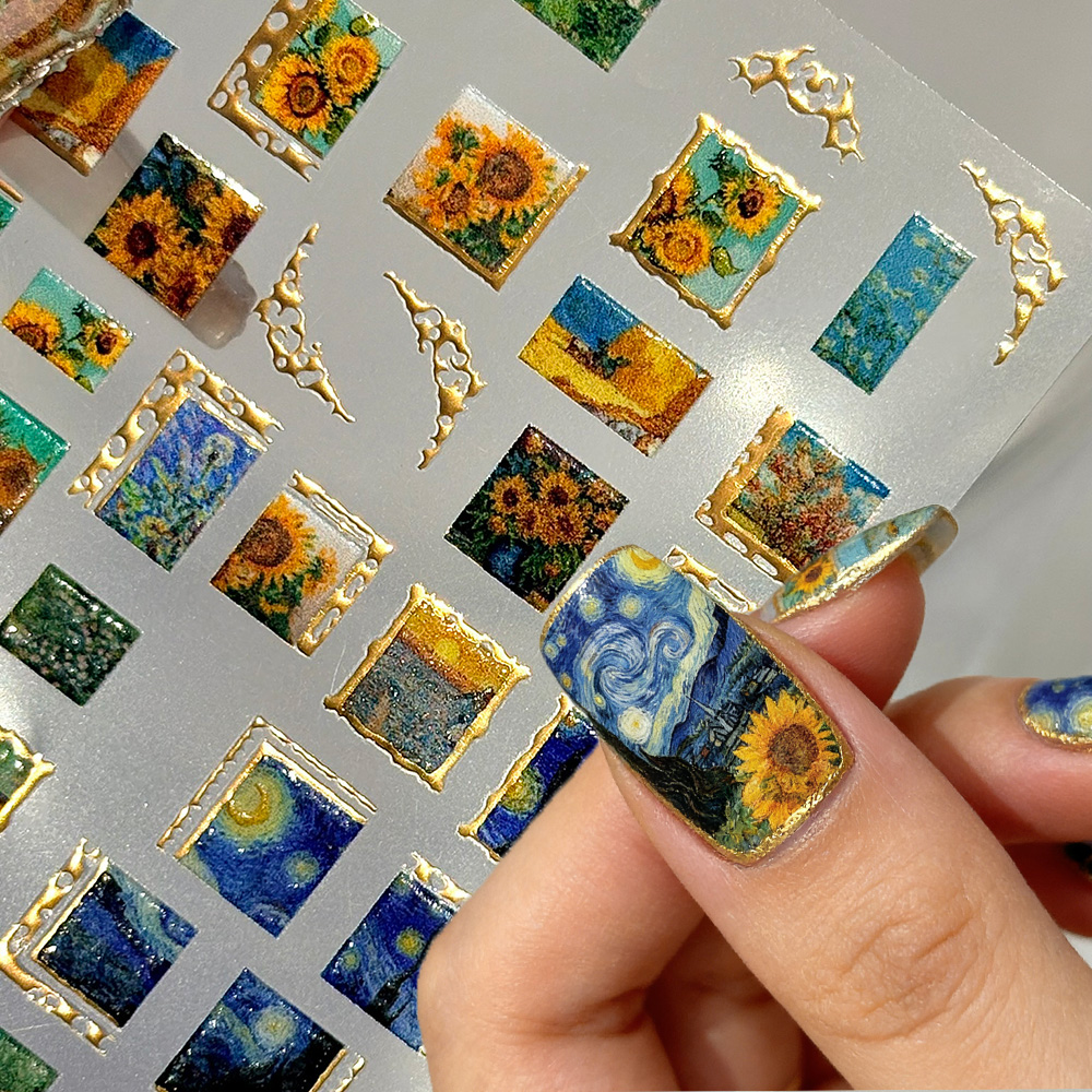 1pcs Retro Gold Stamped Frame  - Nail Art Van Gogh recensione e prezzo
