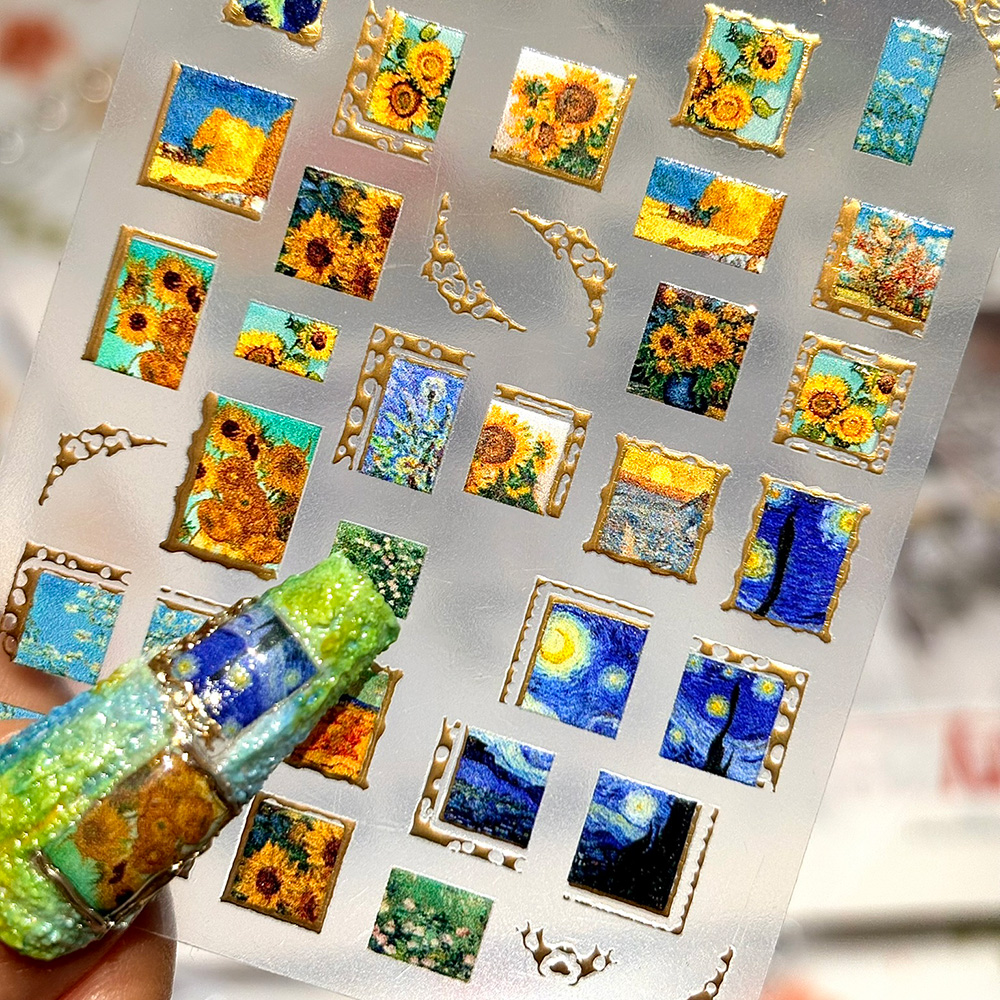 1pcs Retro Gold Stamped Frame  - Nail Art Van Gogh recensione e prezzo