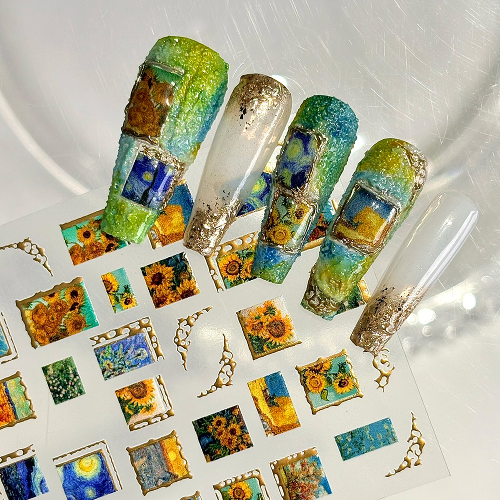 1pcs Retro Gold Stamped Frame  - Nail Art Van Gogh recensione e prezzo