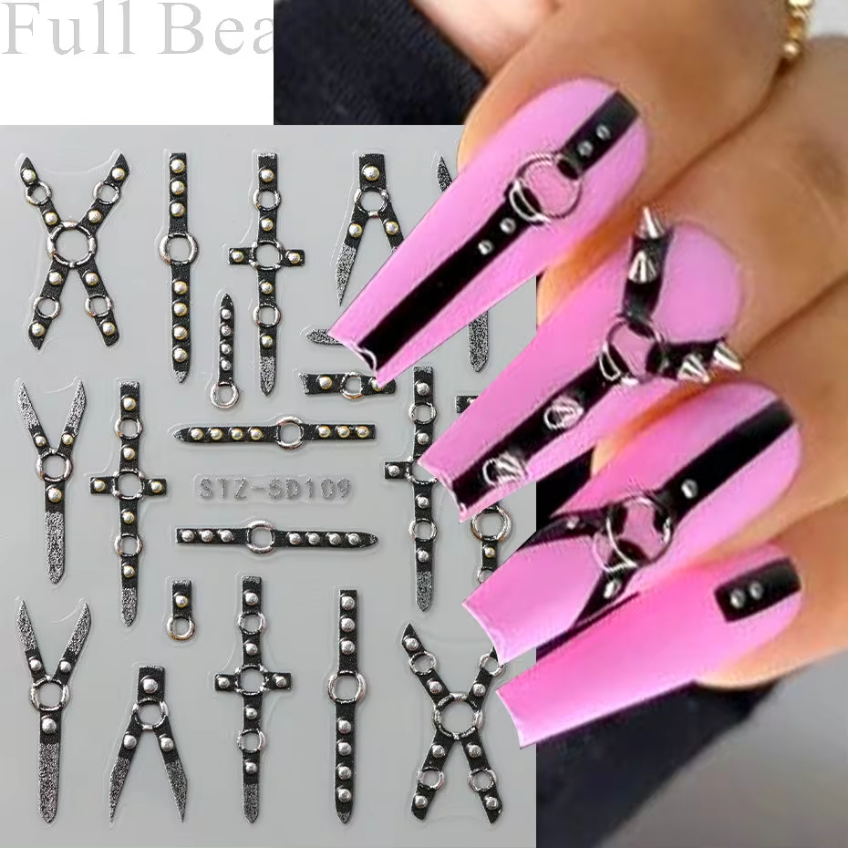 5D Black Belt Embossed Punk St - Nail Art Van Gogh recensione e prezzo