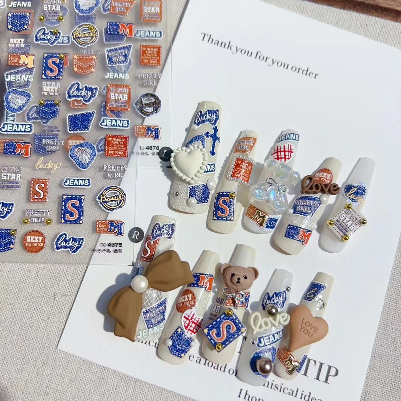 3D Denim Cat Nail Art Stickers - Nail Art Denim recensione e prezzo