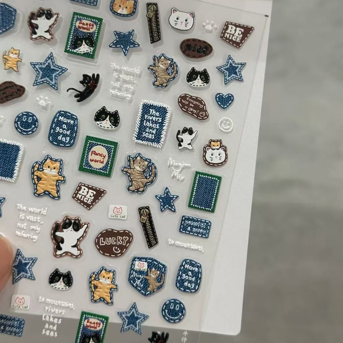 3D Denim Cat Nail Art Stickers - Nail Art Denim recensione e prezzo