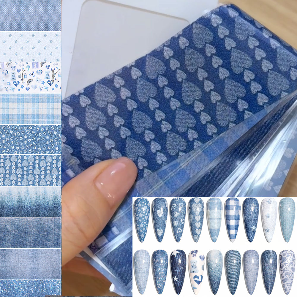 10PCS Blue Denim Series Nail T - Nail Art Denim recensione e prezzo