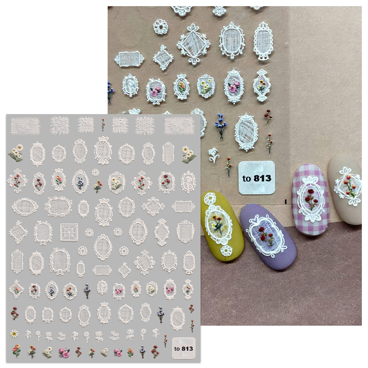 2pcs retro lace pattern frames - Nail Art Denim recensione e prezzo