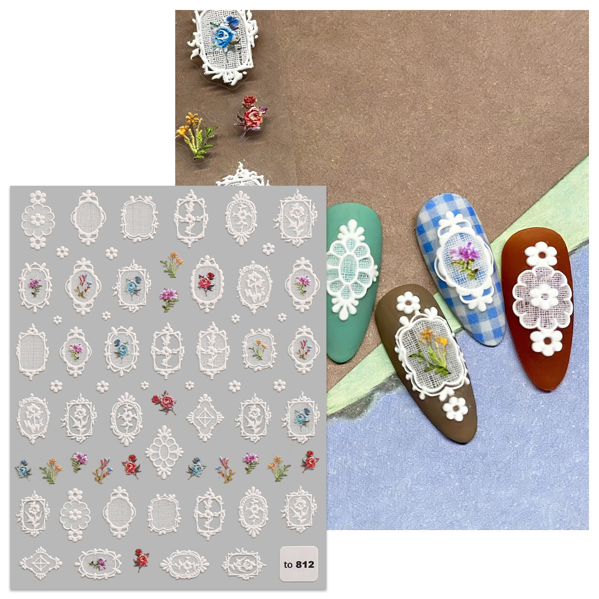 2pcs retro lace pattern frames - Nail Art Denim recensione e prezzo
